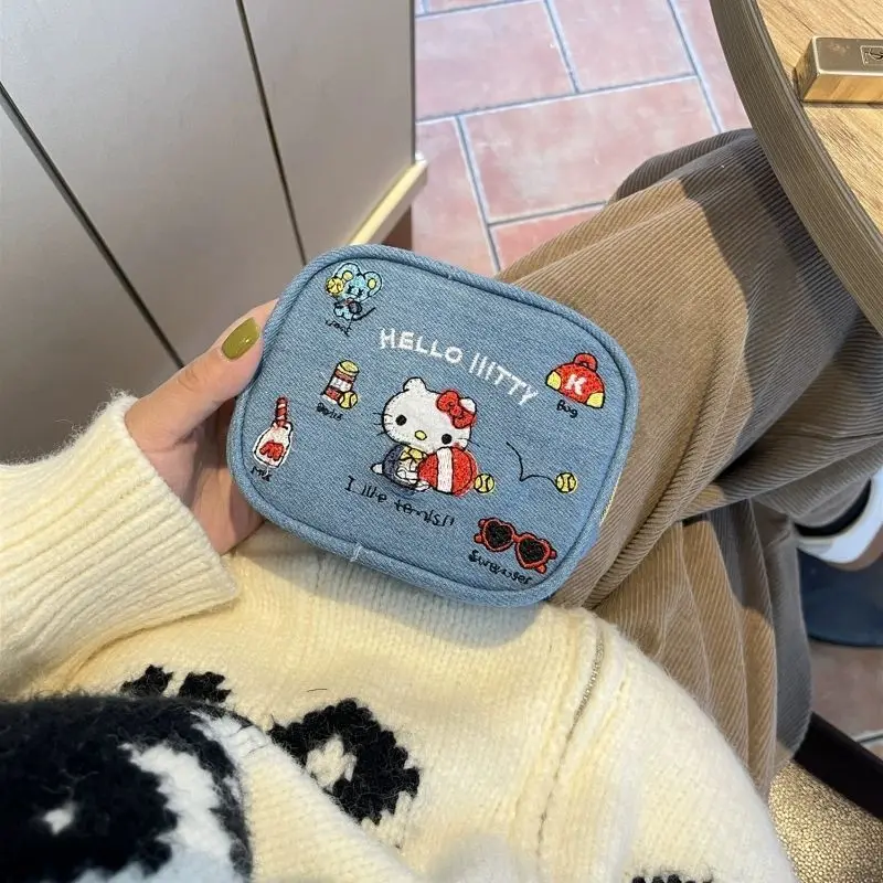 

anime Hello Kitty Storage bag Kawaii Corduroy Storage Bag Large capacity LipstickHeadphones Ccd Small Square Bag Gift
