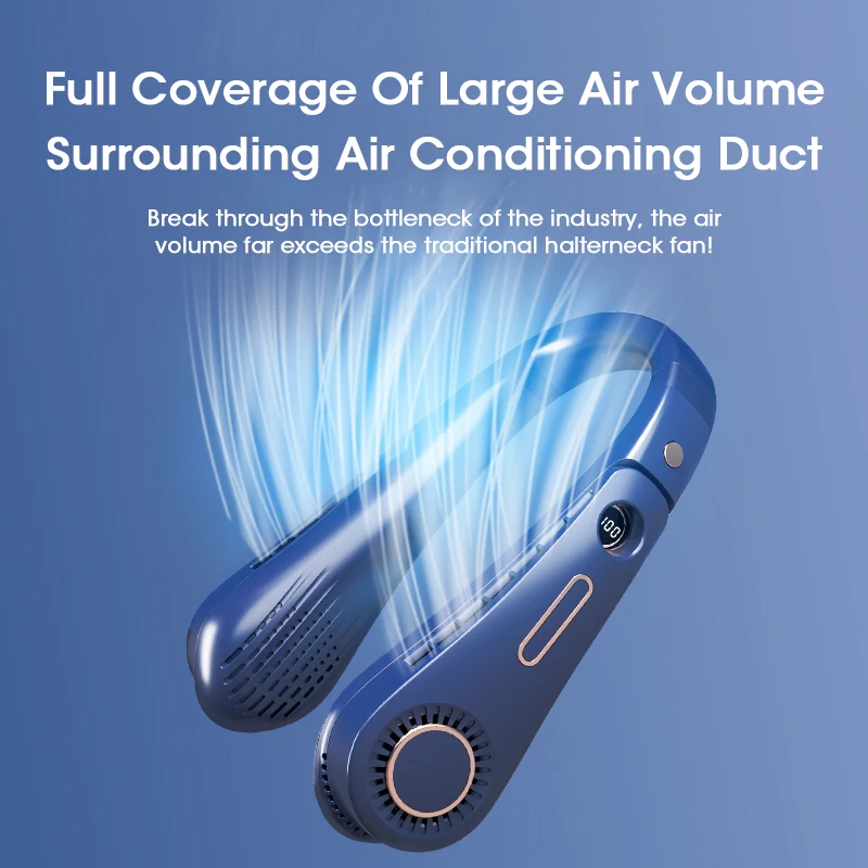 แบบพกพาพัดลม USB ชาร์จ Bladeless พัดลม MIini ไฟฟ้าเงียบสายคล้องคอสวมใส่ Cooling สำหรับกีฬากลางแจ้ง