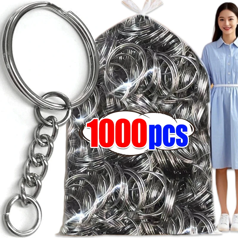 50-1000 pezzi portachiavi in metallo vuoto portachiavi anelli divisi portachiavi portachiavi chiusura a moschettone portachiavi ciondolo chiave anelli in acciaio inossidabile