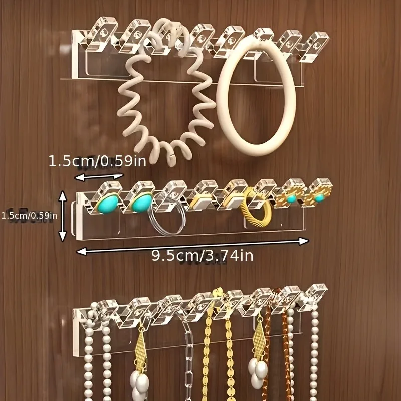 3 Stück/6 Stück Packung an der Wand montierte transparente Acryl-Schmuck-Organizer-Haken, robuste, polierte Kunststoff-Schlüsselanhänger-Wandhaken – Detail 5