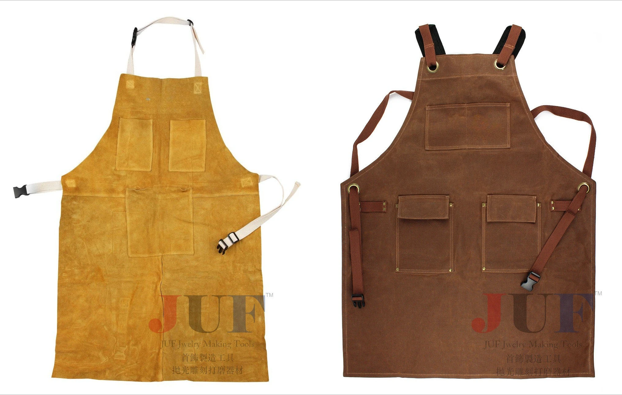 British Heavy Duty Leather Apron, Cotton/Wax, Extra Thick, Metalworking Welding Melt Casting Apron