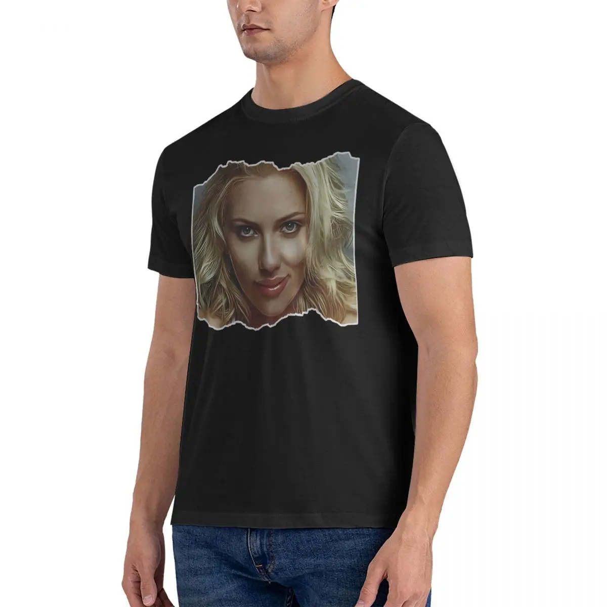 Men SEXS T Shirts scarlett johansson Pure Cotton Clothing Humorous Short Sleeve Round Collar Tee Shirt 6XL T-Shirt