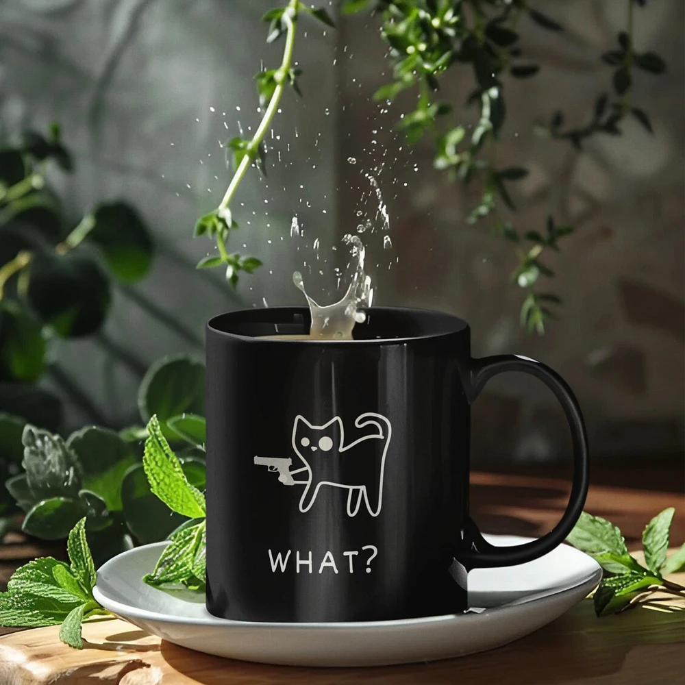 مضحك القط السيراميك القهوة القدح ما كوب حليب القط مكتب فنجان شاي 11oz كوب أسود رجل كوب البيرة المنزلية #3