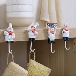 Cartoon Chef Shaped Hook Powerful Adhesive Wall Key Holder Adhesive Wall Hooks Storage Door Clothes Coat Hat Hanger Towel Hooks