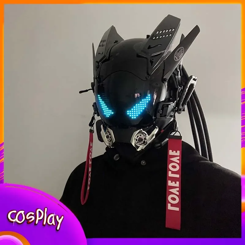 

Cyberpop Punk Mask Light Up Rolling Subtitles Screen Mask Cosplay Mech Soldier Technology App Control Helmet Role Play Xmas Gift