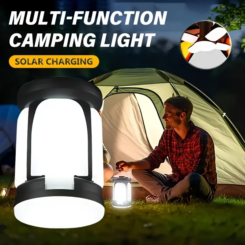 Rechargeable Camping Lantern with Foldable LED Light, 3-Mode Portable Tent Lamp for Outdoor Camping Hiking Fishing Emergency