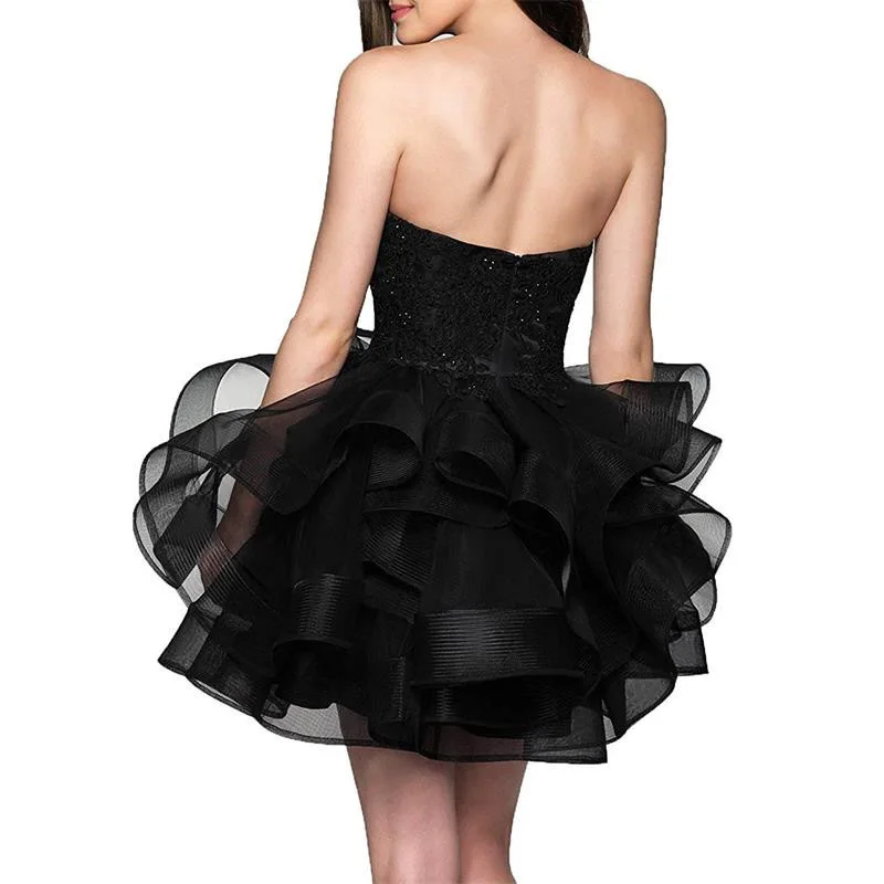 GUXQD Homecoming Dresses Ruffles Appliques Above Mini Cocktail Dresses Prom Party Gowns Formal Vestido De Fiesta