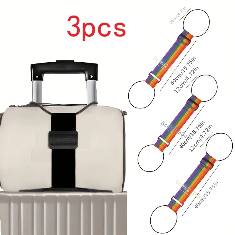 

3Pcs Anti-lost Luggage Strap Adjustable Nylon Elastic Travel Belt Heavy Duty Safety Binding Strap for Suitcase Backpack Travel B