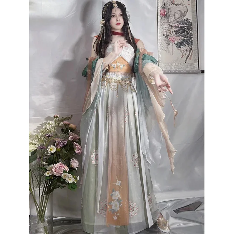 Ancient Chinese Hanfu Dress Women Halloween Princess Loulan Dunhuang Feitian Cosplay Costume Dance Dress Party Outfit Hanfu Sets