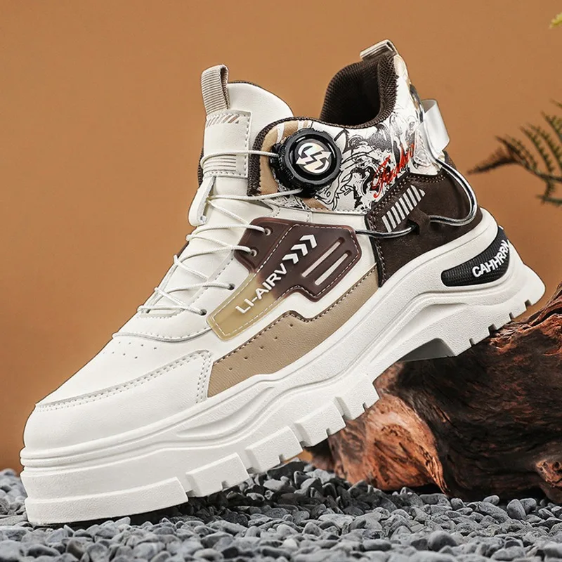 

Men's Luxury Designer Leather Chelsea Combat High-Top Boots Winter Ankle Shoes Motorcycle Breathable Casual Fashion Men Sneakers