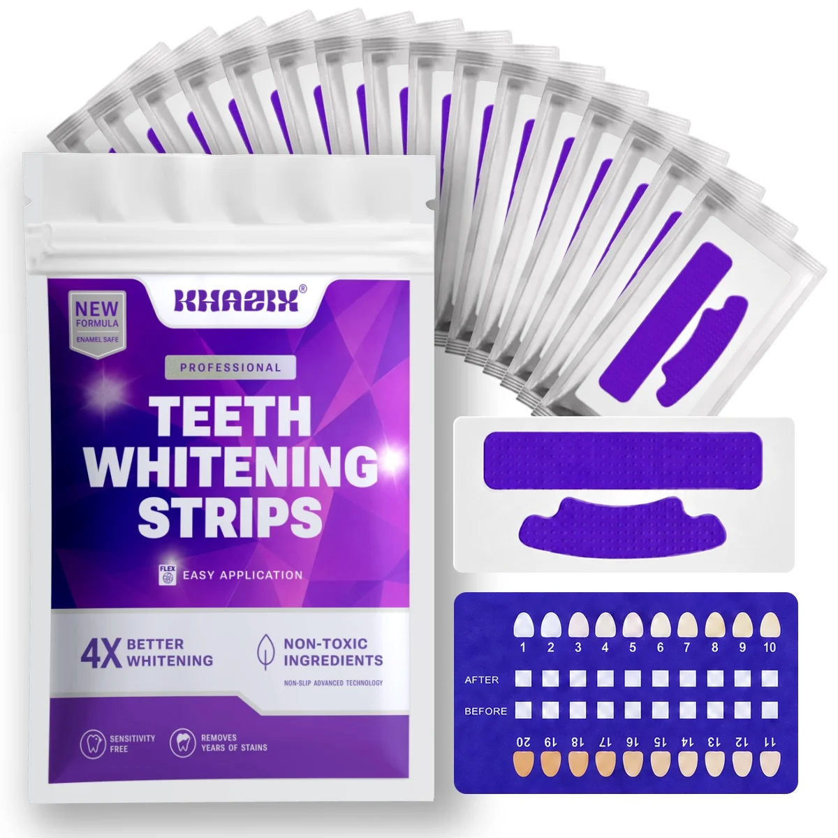 1/7 pairs Teeth Whitening Strips for Whiter-Looking Smile, Flexible Tooth Strips Easy to Apply for Daily Cosmetic Care