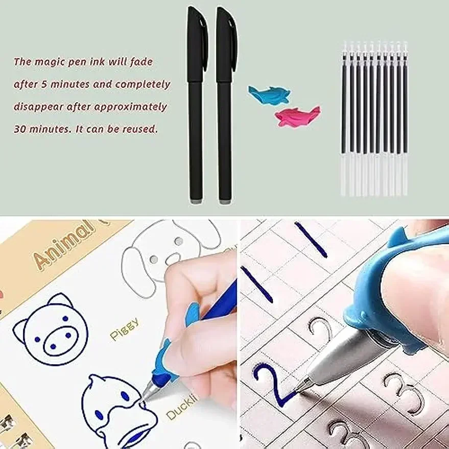 5pcs Copybook Activities Preschool Practice Magic Handwriting Kids for 3-8 Workbooks Learning Reusable Grooved Age