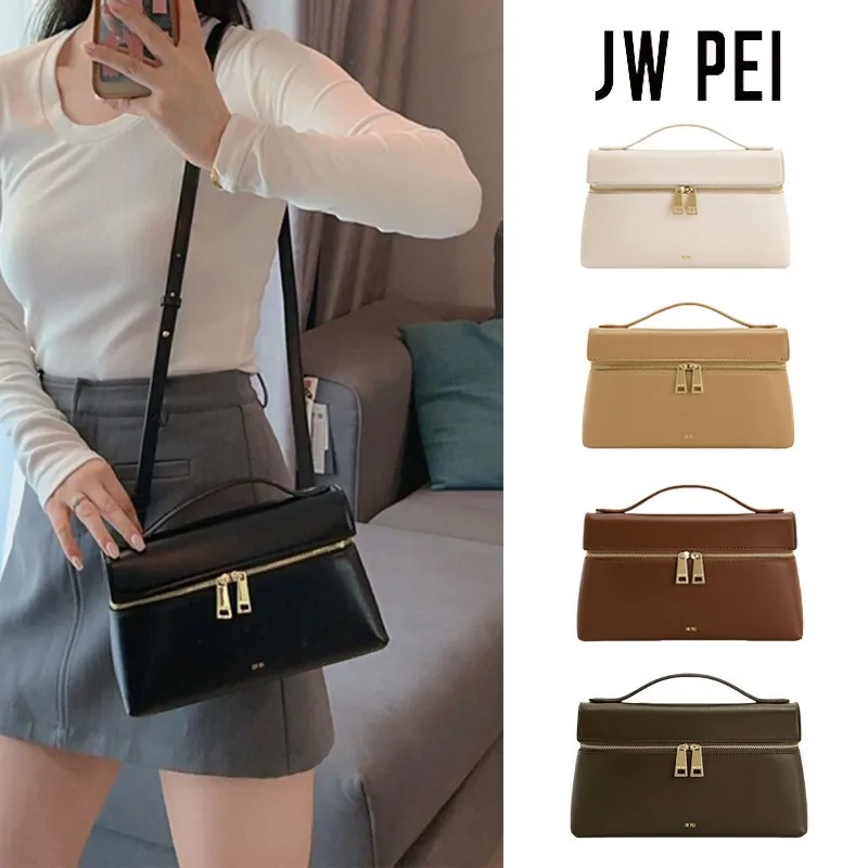 JW PEI Premium genuine leather handbag,Minimalist style Women's Shoulder Bag with zipper.Fashion Lightweight Crossbody bag.