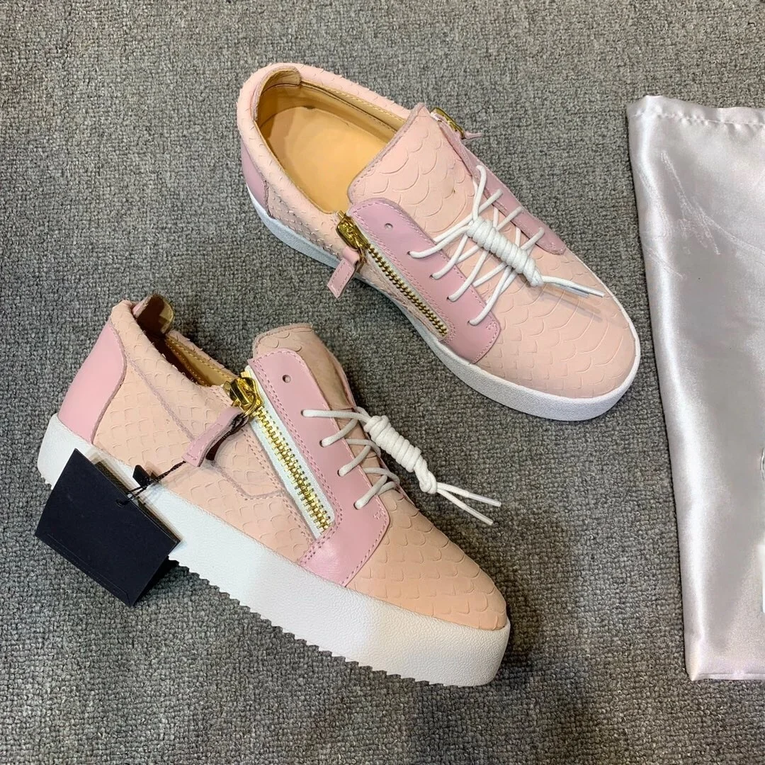 

Top Hight Quality Casual Sneakers For Men and Women Real Leather Brand Designer Unisex Tennis Shoes GZ Zipper Loafer Shoes G0552