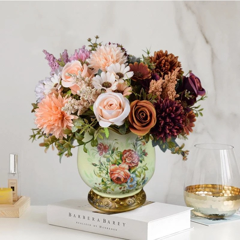 1 قطعة الورود الاصطناعية الزهور باقة الزفاف حديقة وهمية الحرير الفاوانيا الكوبية زهرية ديكور المنزل التصوير الدعائم