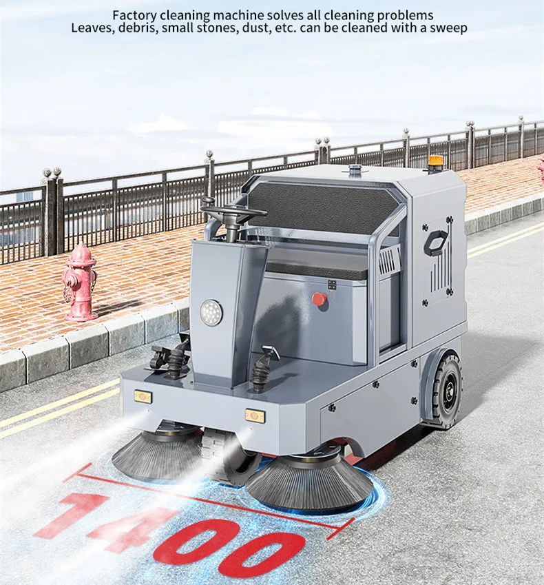 1400mm Clean Width Electrical Street Floor Cleaning Machine Reliable Quality Suction Street Sweeper Runway Road Sweeper for Sale