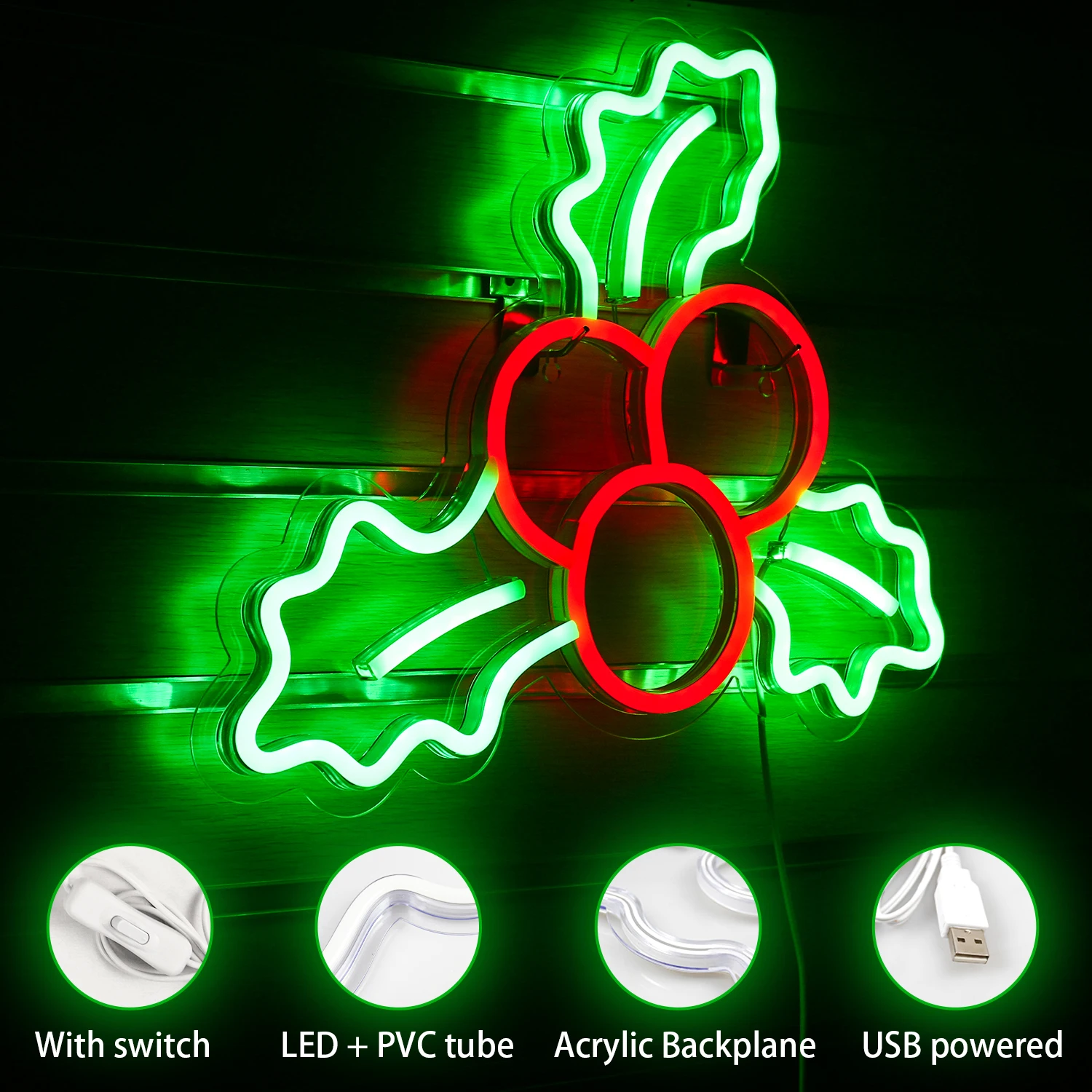 Red Fruit Neon Sigh LED Lights Leaf Fruit Design Aesthetic Room Decoration For Bedroom Home Bars Birthday Party Art Wall Lamp