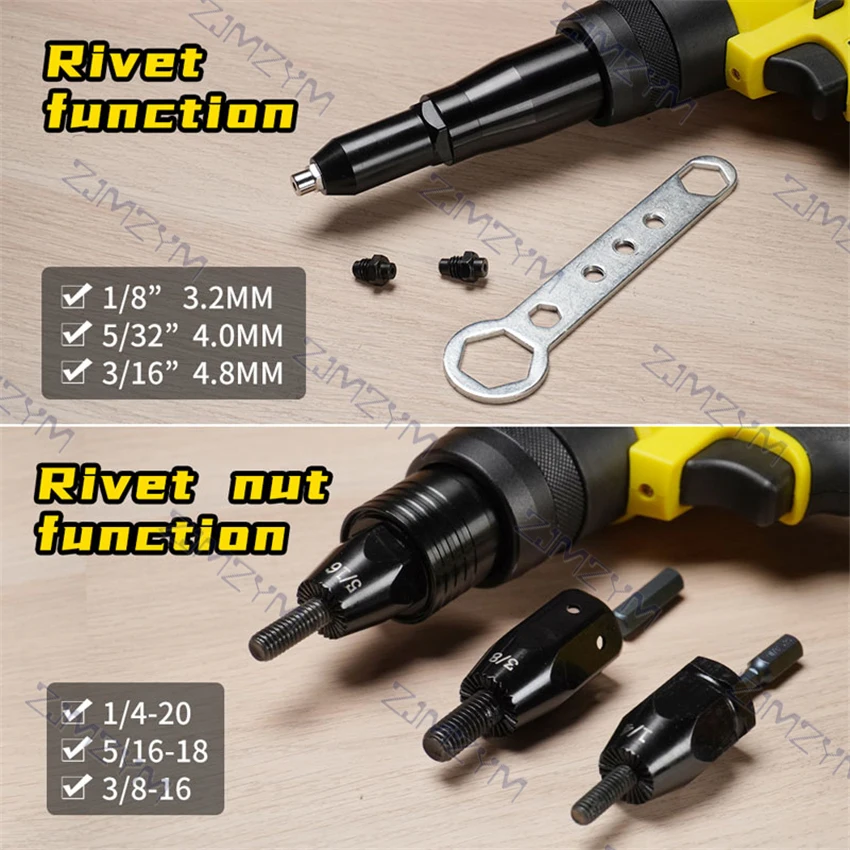 KF8026 Electric Rivet Pulling Gun 21V Rechargeable Rivet Nut Gun Brushless Rivet Gun Rivet Tool Rivet Nut Gun M3/M4/M5/M6/M8/M10