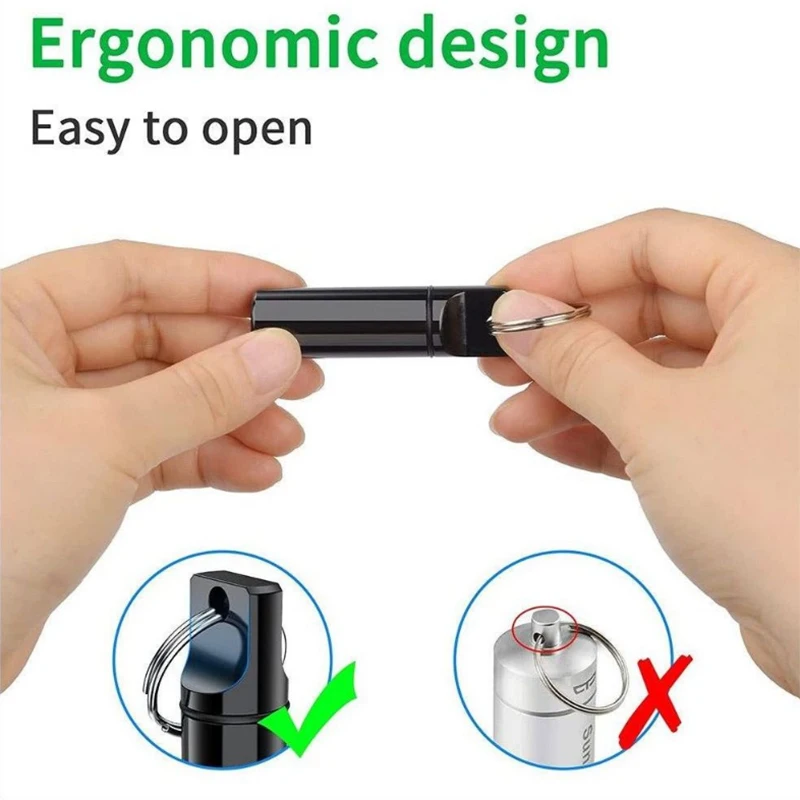 Small Pocket Pill Box Keychain, Portable Mini Pill Organizer, Waterproof Pill Box Cases with Sealed Storage, Flat Head