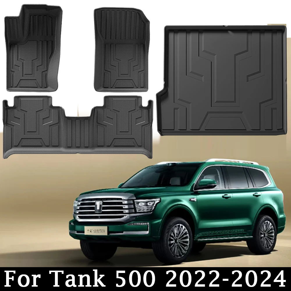 

Для Tank 500 2022-2024 автомобильный напольный коврик 3D TPE водонепроницаемый нескользящий автомобильный коврик для ног грузовой вкладыш всепогодные аксессуары (5 мест)
