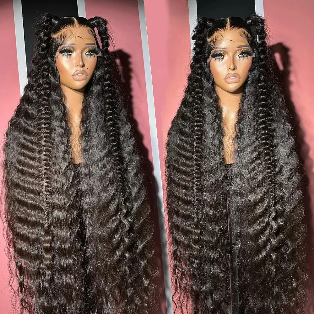 100% Human Hair Wigs Deep Wave 30 32Inch Indian Curly Remy 200% 13x4 13x6 HD Lace Frontal Wigs For Woman Pre Plucked Water Wave