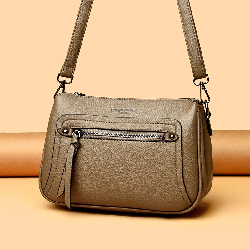 2025 المرأة الجديدة متعددة الطبقات قطري حقيبة كروس عصرية ومتعددة الاستخدامات جلد ناعم سعة كبيرة حقيبة كتف قطري كروس