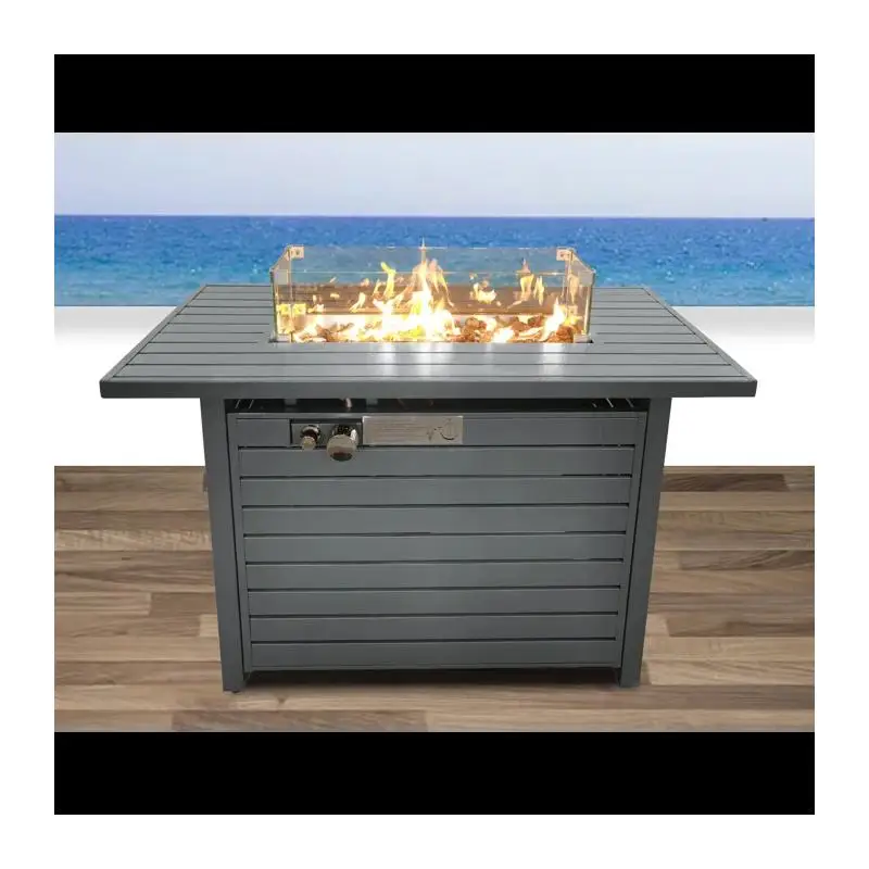 

42" Steel Propane Outdoor Fire Pit Table with Lid - 25" Height, Ideal for Patio, Backyard, or Garden Use, Enjoy Warmth and
