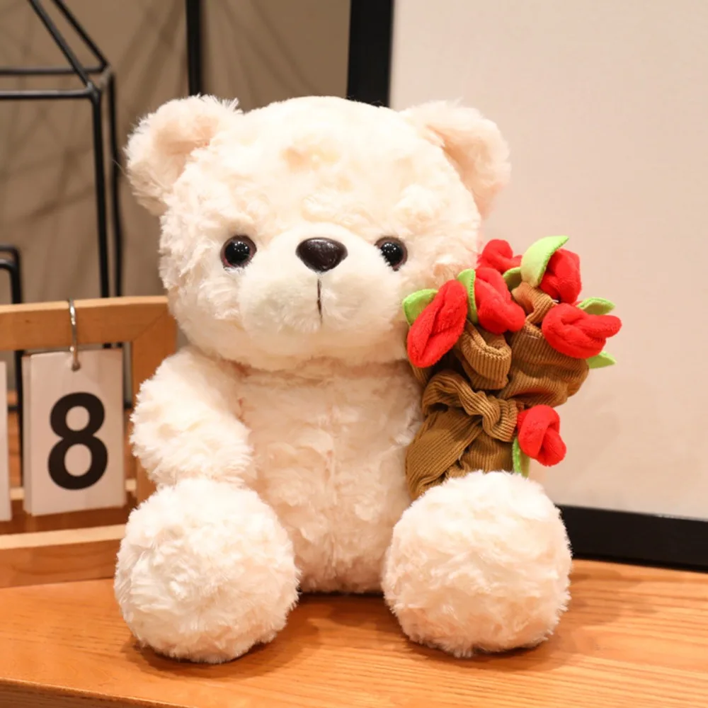 Schöne 16/25CM Bär Plüsch Spielzeug Romantische Rote Herz Rose Bär Puppe Nette Weiche Halten Blumen Bär Puppe hause Dekoration