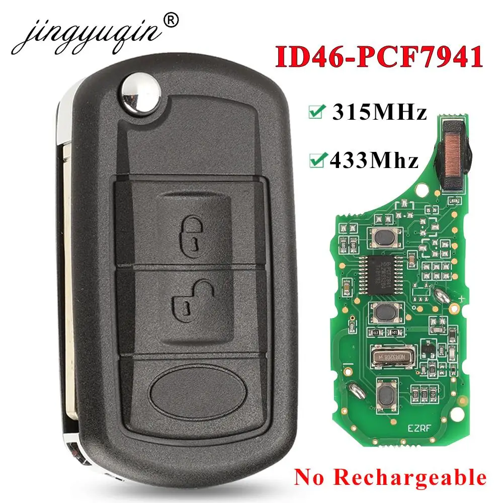 Jingyuqin 315/433MHz ID46-PCF7941 Chip 3B Flip Control remoto llave de coche Fob para RANGE ROVER Sport Land Rover Discovery 3 llave completa