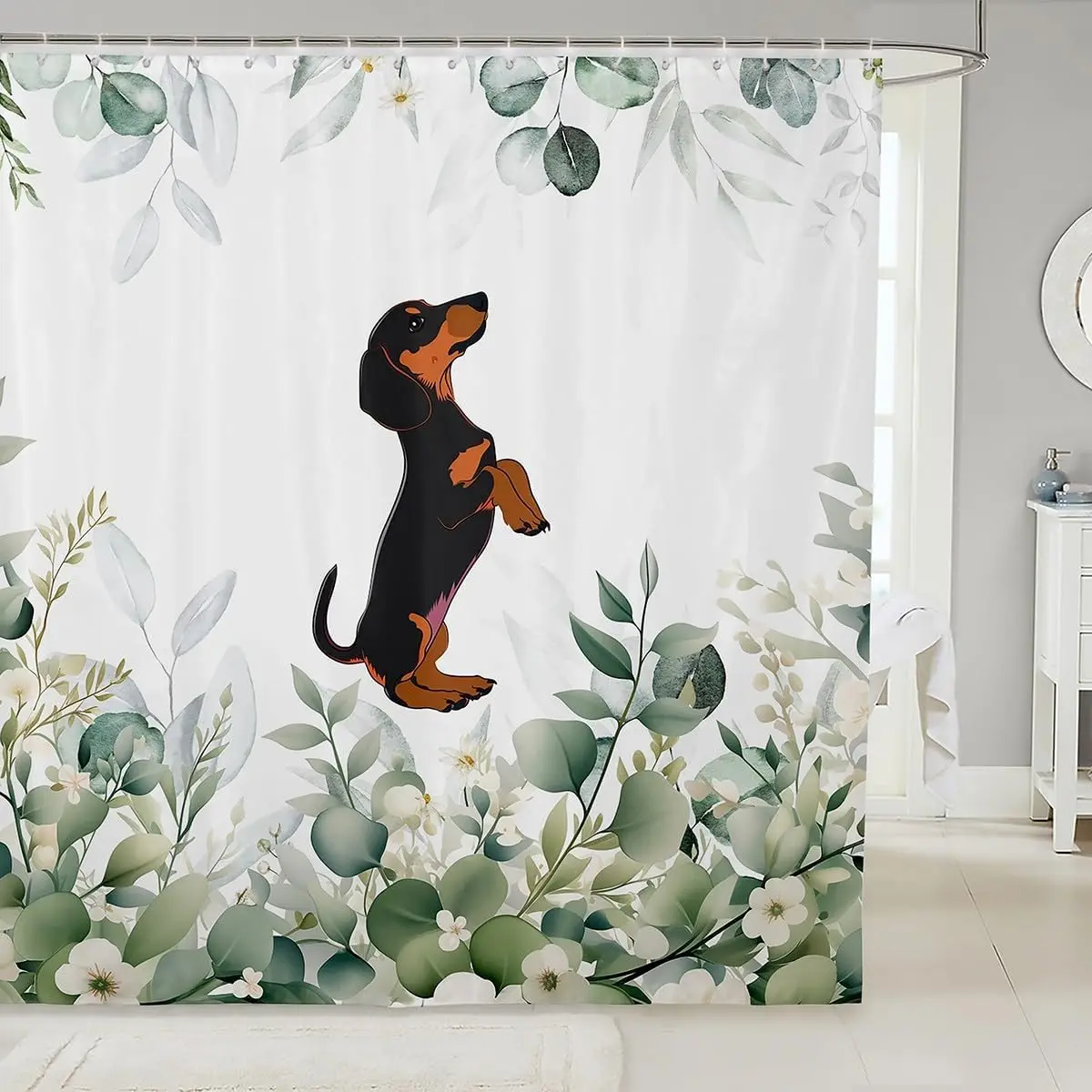 

Erosebridal милая такса водонепроницаемая занавеска для ванной комнаты для детей детская зеленая эвкалиптовая занавеска для ванны, занавеска для душа с животными