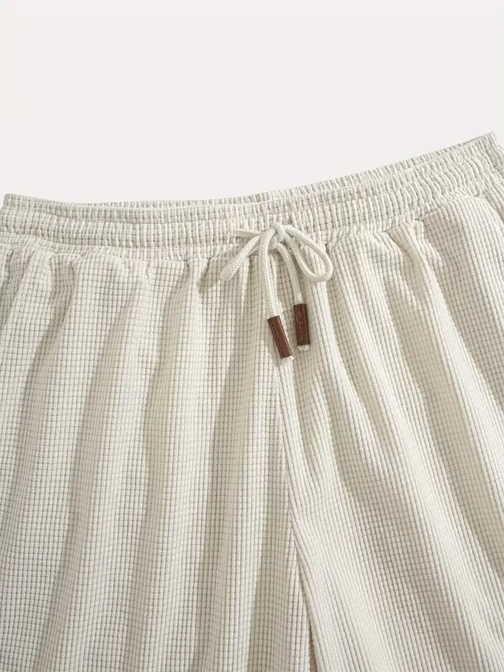 Men Waffle Knit Casual Shorts Elastic Drawstring Waist Loose Fit Summer Daily Beach Lightweight Sport Shorts ﻿