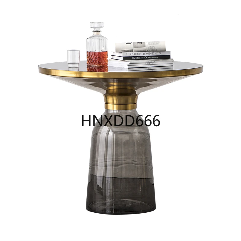 

Round glass tea table light luxury round table small apartment