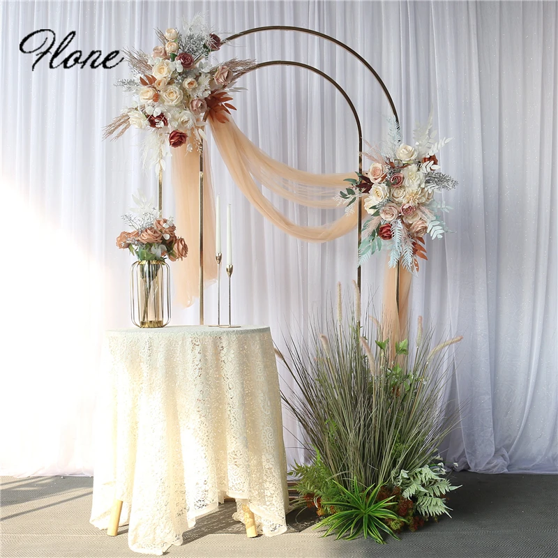 

【NEW】 Shiny Gold Wedding Arch Backdrop Flower Stand Steel Stage Screen Ceremony Party Home Decoration Gold plated Metal Props