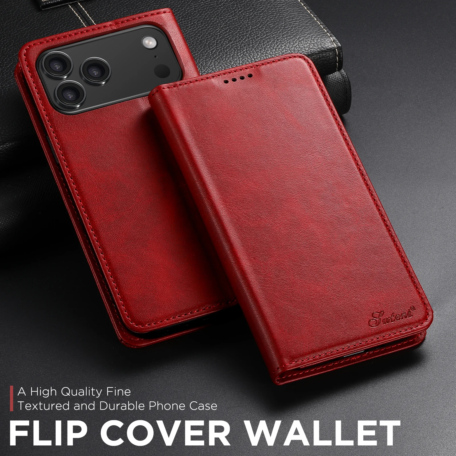 SUTENI Kunstleder-Kartenhalter-Standfunktion-Geldbörse Magnet-Flip-Cover Handyhülle für iPhone 18 Pro Max 17 16 Plus 15 Pro 14 13 12 – Detail 37