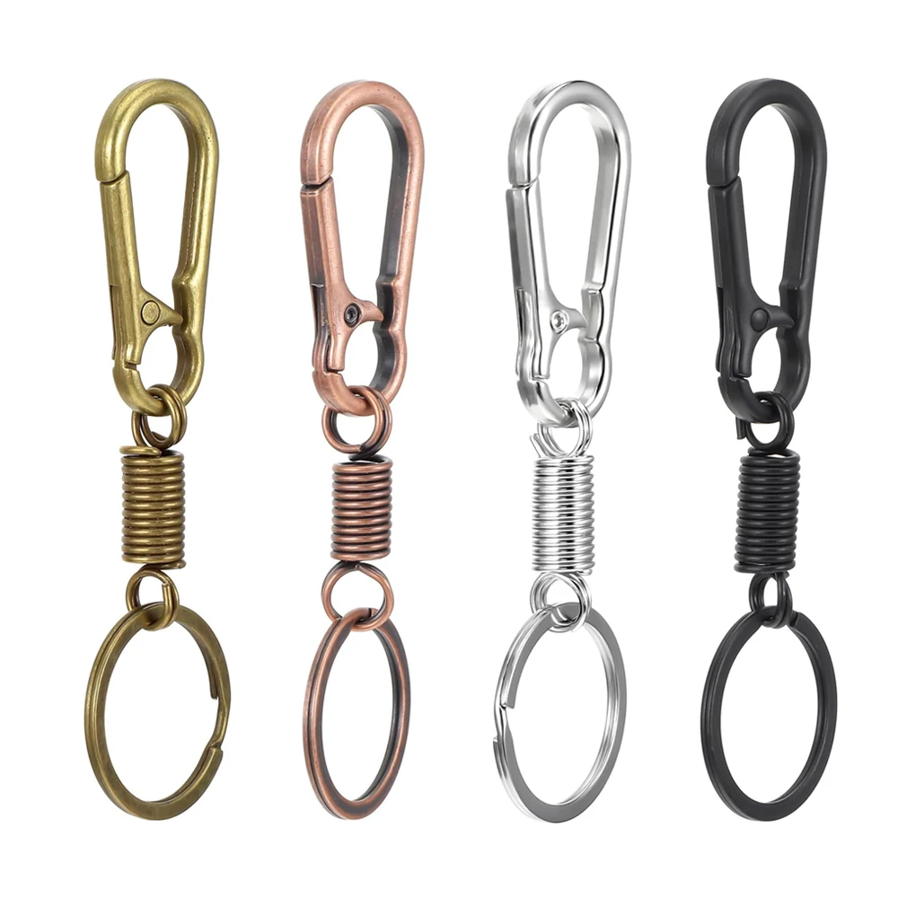 Simple Carabiner Clip Keyring Stainless Steel Spring Keychain With O Ring Snap Hook Quick Release Key Holder Organizer Men Gift