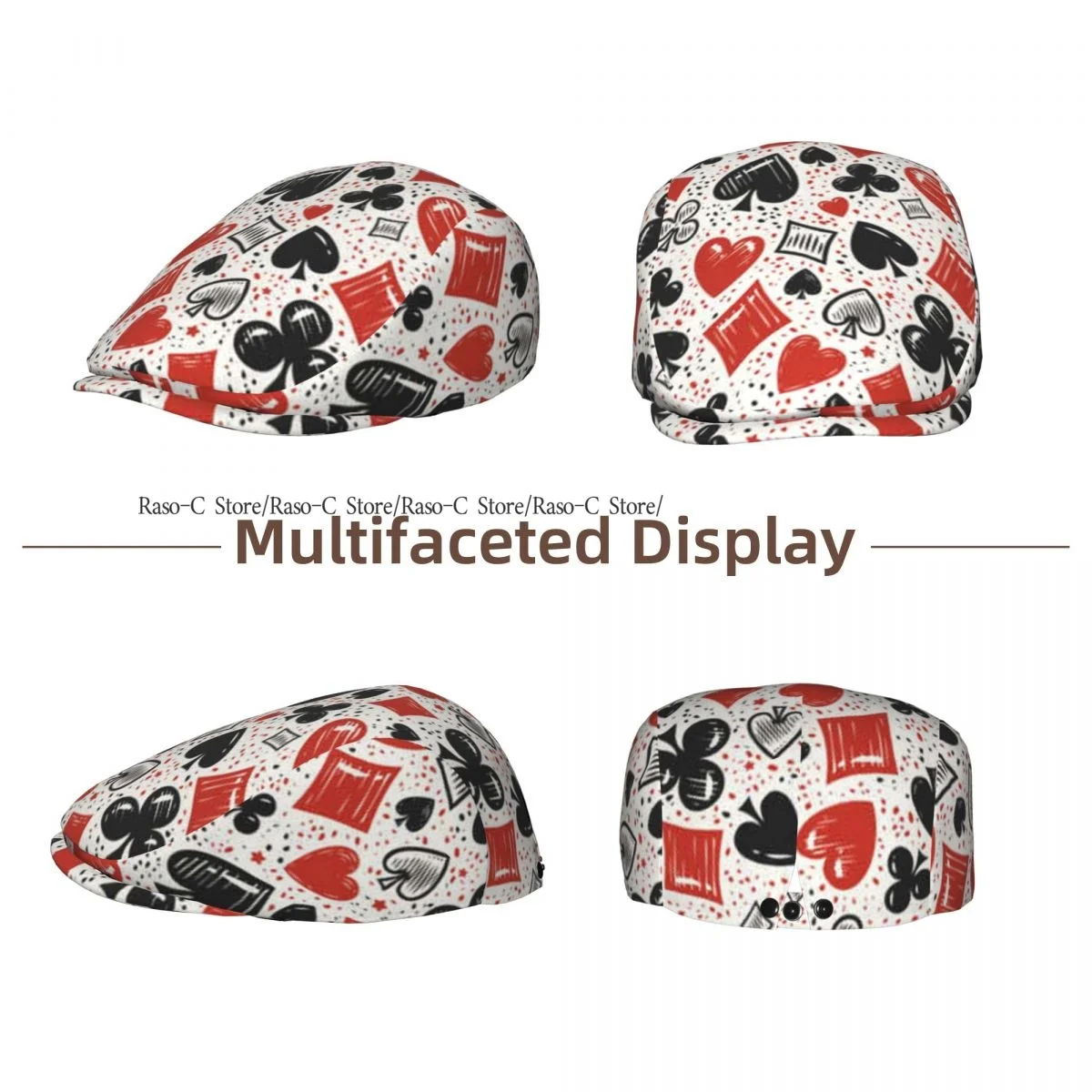 Adult Flat Cap Suits Abstract Casino Poker Unisex British Style Newsboy Cap Ivy Peaked Hat Casual Outdoor Driving Beret Hat