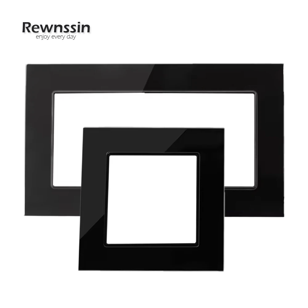 S Series - EU Black DIY Frame DIY Glass Frame Socket Frame Free Combination Single And Double Frame Wall SocketGlass Frame