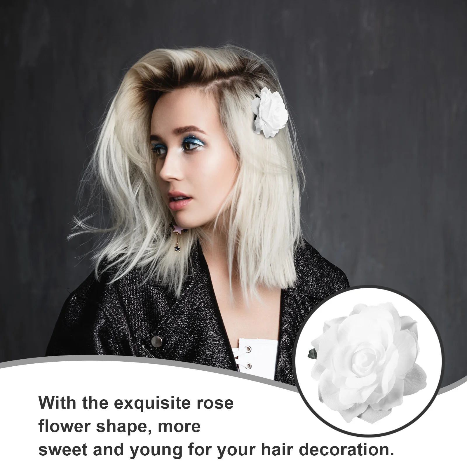 1pcs Big Flower Hair Clip Flower Hairpin Rose Hair Clips For Women Brooch Pin Design Party Wedding Decoration White