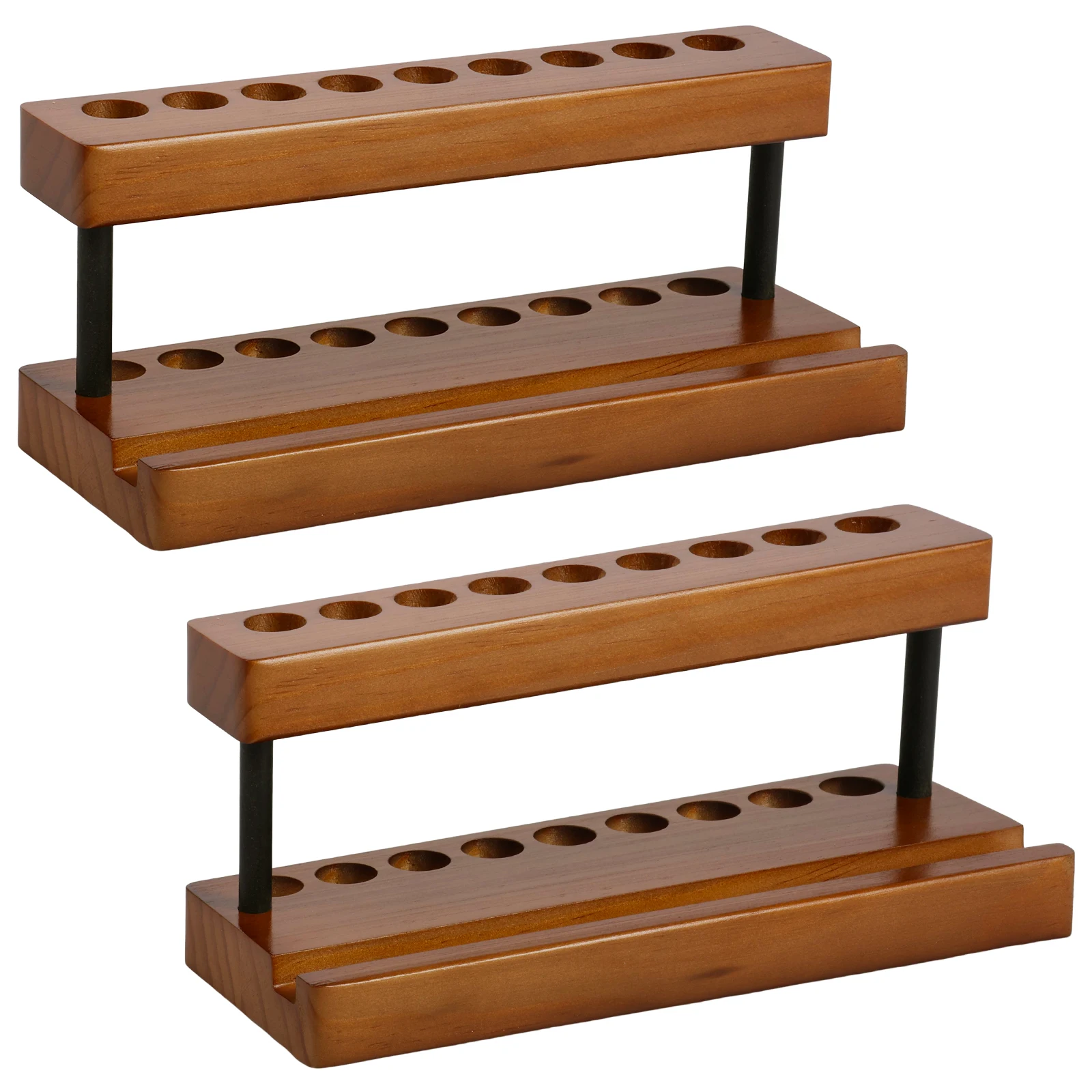 

2 шт. держатель для ручек из орехового дерева, многофункциональный настольный органайзер, подставка для телефона и дисплей для хранения карандашей с 9 слотами для офиса и школы