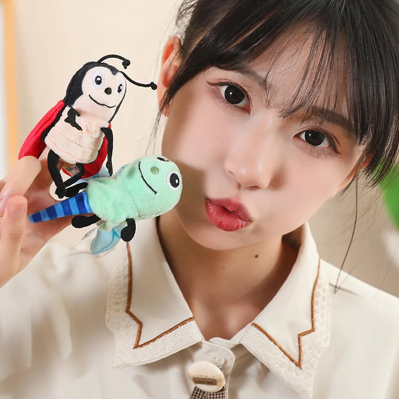 Insect Farm Animals Cartoon Hand Doll Finger Puppet Baby Children Story Early Education Soothing Doll Dragonfly Cow Plush Toy