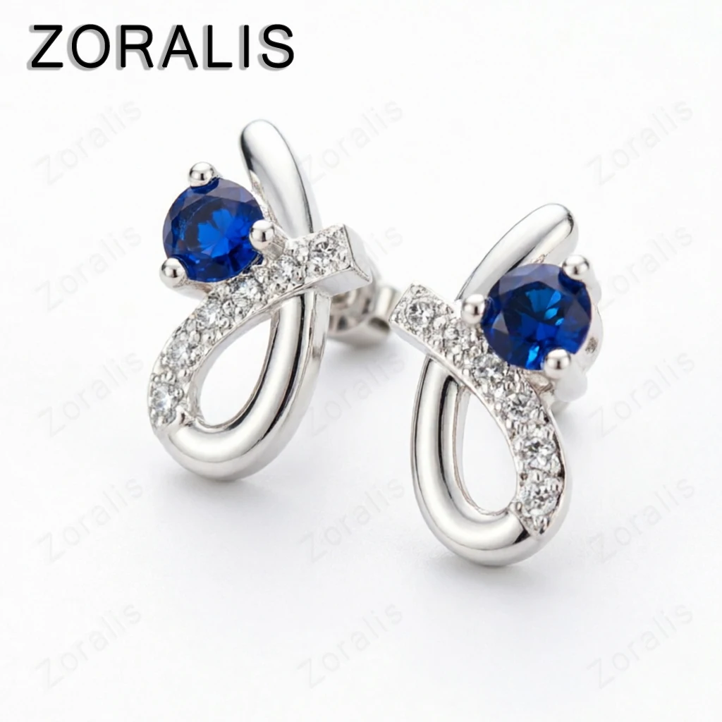 Fine 18K Gold Blue Zircon Crystal Earrings Stud for Women Luxury Party Wedding Jewelry Hot Sale Holiday Gifts view 4