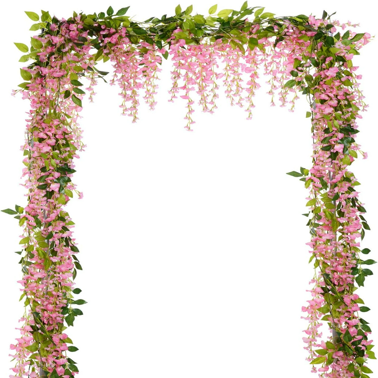 Beautiful, lifelike and stunning set of 4 elegant white artificial flowers garland - 28.8ft long silk hanging vines for wedding