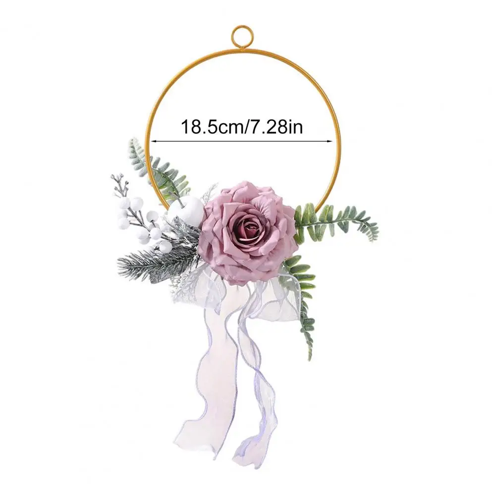 Metal Floral Hoop Wreath Artificial Rose Flower Wreath Iron Round Frame Garland for Bridesmaids Wedding Wall Hanging Decor Венок