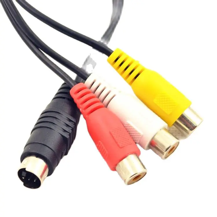 Audio Cable 4 Pin S-Video to 3 RCA Female TV Adapter Cable 25cm for Laptop with Female RCA Port and 4 Pin S-Video Port