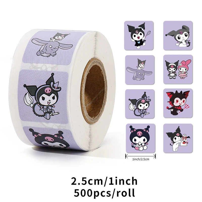 200-500 Sheets / Roll Sanrio KT Kuromi Cartoon New Collection of Stickers Children\'s Reward Stickers Gift Decoration Stickers