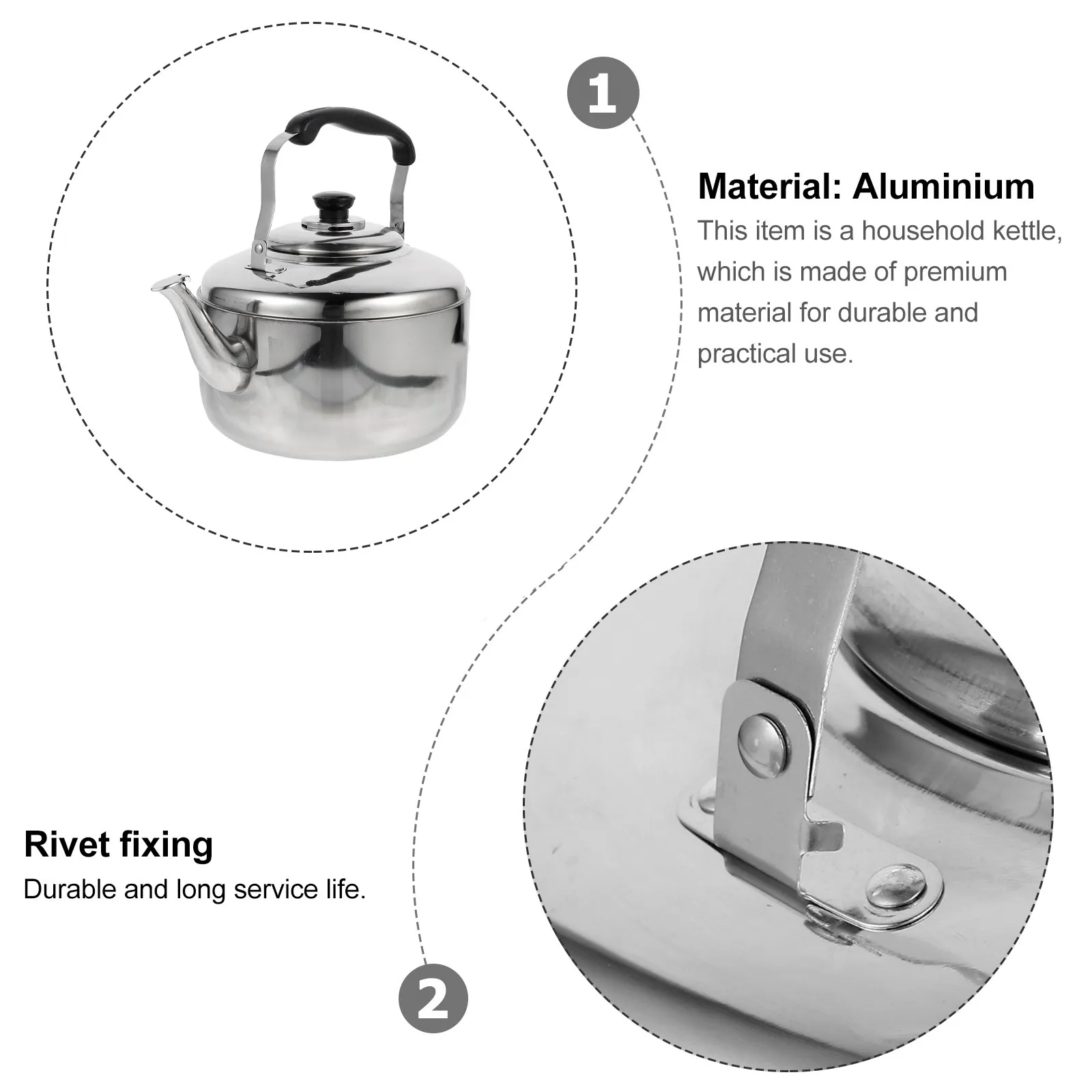 Large Capacity Stainless Steel Teakettle Sounding Whistle Alert Heating Water Kettle for Gas Stove Tea Coffee Home Kitchen