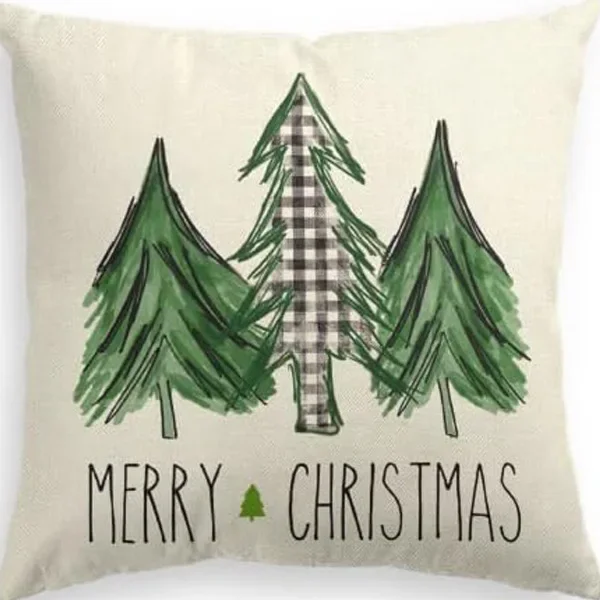 Merry Christmas Decor Cushion Cover 45x45 cm Pillow CaseCartoon Reindeer Santa Claus Printed Throw Pillowcase Linen Pillow Cover