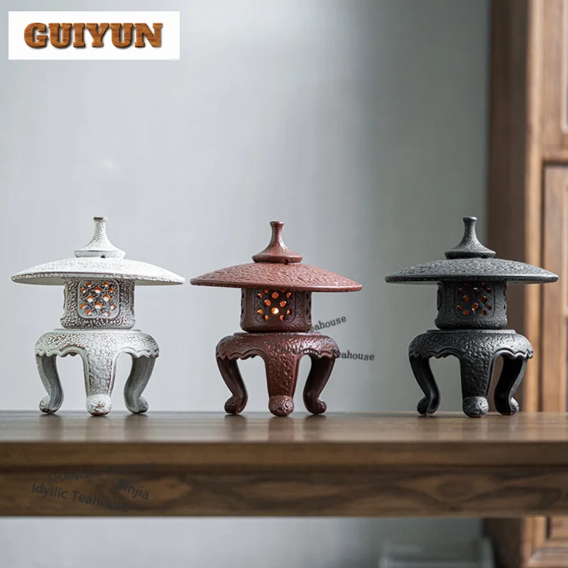

Chinese Retro Ceramic Palace Lantern Incense Holder Zen Garden Incense Burners Meditation Censer Home Accessories Collection