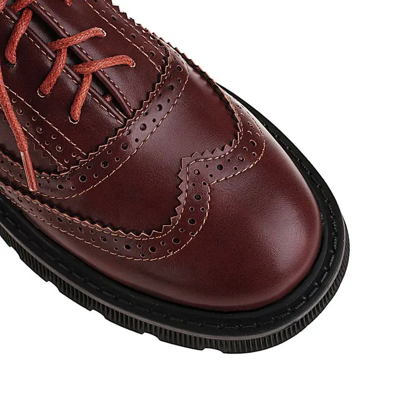 SIMLOVEYO 2025 Vintage Female Pumps Round Toe Thick Heels 4cm Lace Up Breathable Plus Size 41 42 43 Leisure Daily Women Shoes