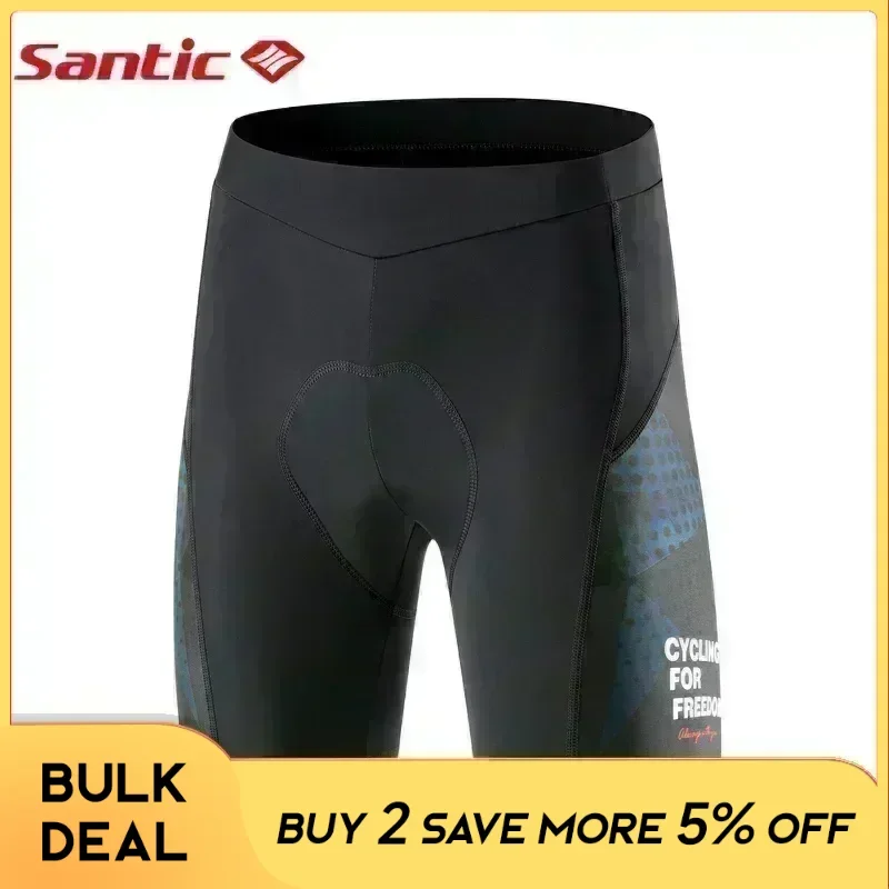 Santic Summer Men Cycling Shorts 4D Cushion Padded Outdoor Running Gym One-third Pants Large Size MTB Bicycle Casual Shorts